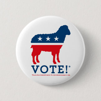 Abstimmung! Schaf-Party-Logo-Knopf Button