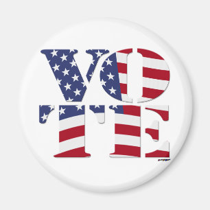 ABSTIMMUNG "V O T E" mit US-FLAG Magnet