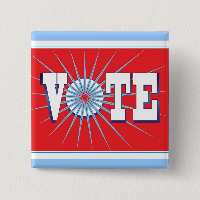 ABSTIMMUNG Wahl-Knopf - Quadrat/Rot Button (Vorderseite)
