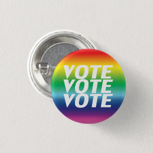 Abstimmung - Weiß, Stolz Lgbtq Regenbogen Button