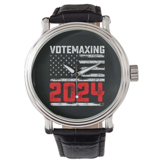 AbstimmungMaxing 2024 Trump Präsidentschaftswahl Armbanduhr (Vorderseite)