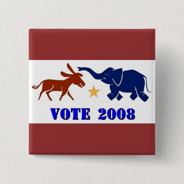 ABSTIMMUNGS-IM JAHRE 2008 QUADRATISCHER BUTTON (Vorderseite)