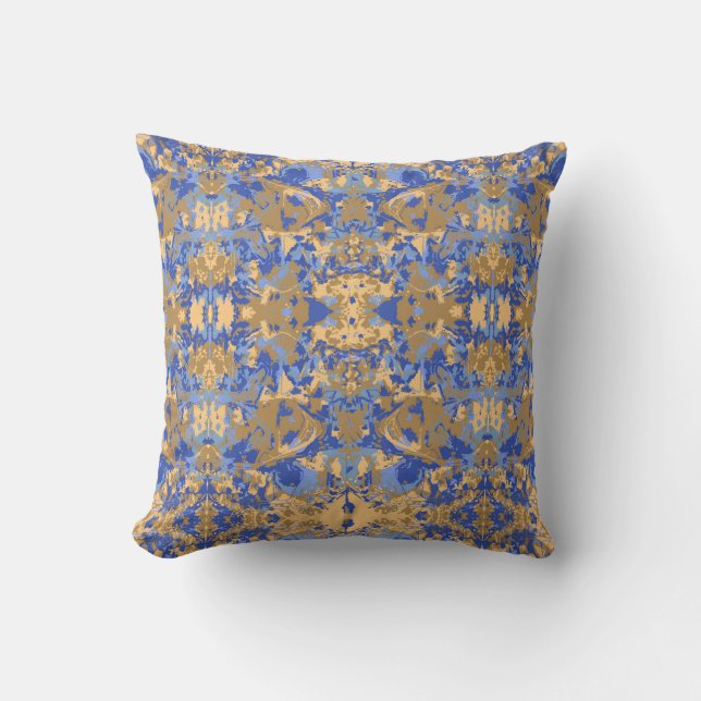 Abstrack Blue Yellow Exclusive Muster Kissen (Vorderseite)