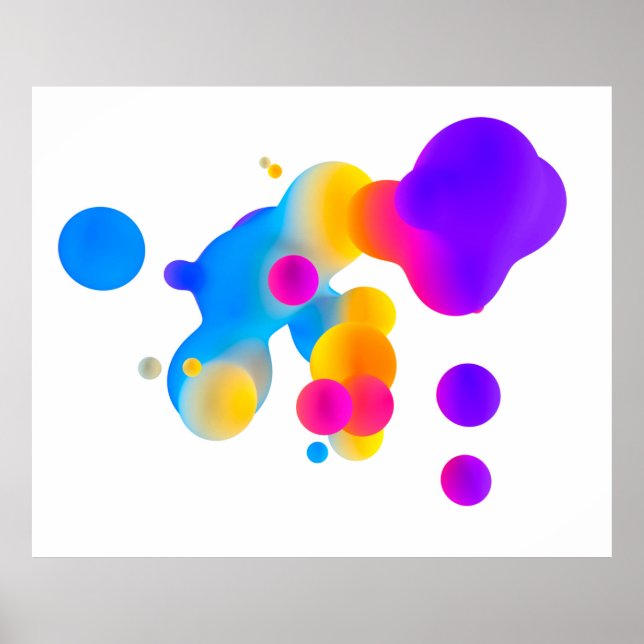 Abstract 3d colorful gradient drops liquid on whit poster (Vorne)