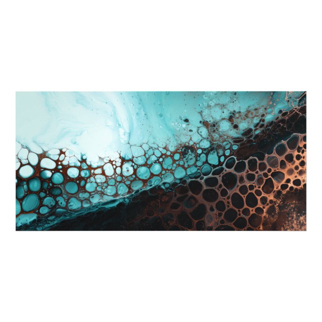 Abstract Acryl Cells Art Cyan Copper Fotodruck (Vorne)