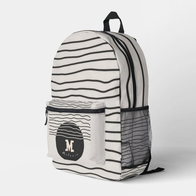 Abstract aesthetic minimal Monogram Modern  Bedruckter Rucksack (Rückseitige Ecke Rechts)