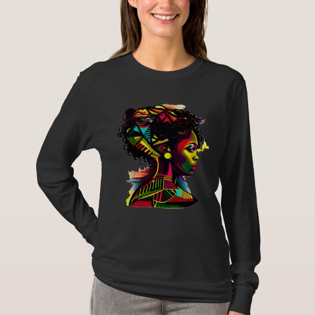 Abstract African Attire Beautiful Black Queen Colo T-Shirt (Vorderseite)