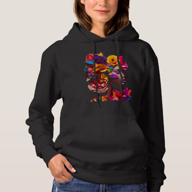 Abstract African Black Origami Hair Queen Paris Sk Hoodie (Vorderseite)