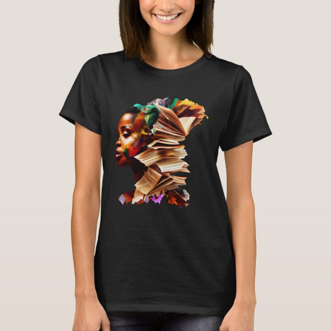 Abstract African Book  Educated Black Melanin Quee T-Shirt (Vorderseite)