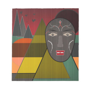 Abstract african mask in retro vintage colors notizblock