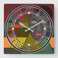 Abstract african mask in retro vintage colors