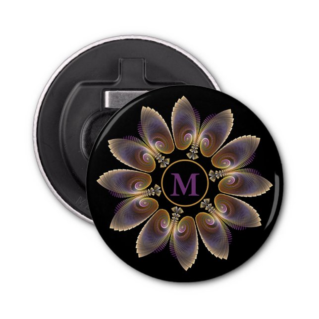 Abstract Angel Wings Mandala Fractal Monogram Flaschenöffner (Vorderseite)