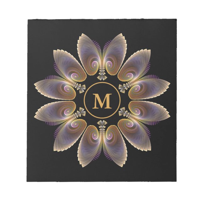 Abstract Angel Wings Mandala Fractal Monogram Notizblock (Vorderseite)