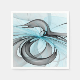 Abstract Anthracite Gray Blue Modern Fractal Art Serviette