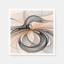 Abstract Anthracite Gray Sienna Modern Fractal Art Serviette