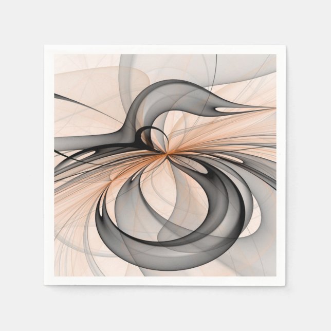 Abstract Anthracite Gray Sienna Modern Fractal Art Serviette (Vorderseite)
