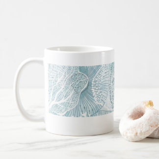 Abstract Aqua Sea Life Line Art Mug Kaffeetasse