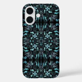 Abstract Aquatic Shaded Repeating Pattern Swirls iPhone 16 Hülle