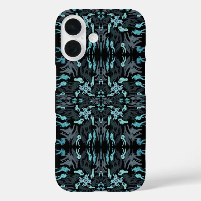 Abstract Aquatic Shaded Repeating Pattern Swirls Case-Mate iPhone Hülle (Rückseite)
