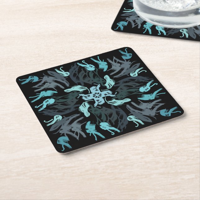 Abstract Aquatic Shaded Repeating Pattern Swirls Rechteckiger Pappuntersetzer (angewinkelt)