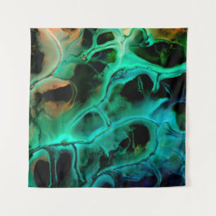 Abstract art bright neon painting in violet and pi wandteppich