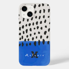 Abstract art minimal Monogram retro blue Case-Mate iPhone 14 Hülle