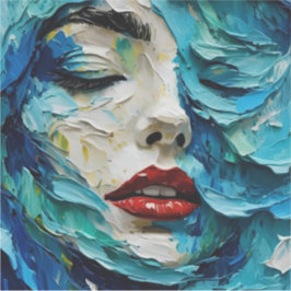 Abstract art painting female face ocean waves aufkleber