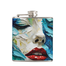 Abstract art painting female face ocean waves flachmann