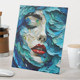 Abstract art painting female face ocean waves sockelschild