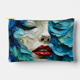 Abstract art painting female face ocean waves zubehörtasche