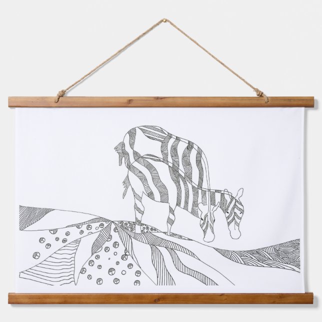 Abstract art simple sketch tapestry wandteppich mit holzrahmen (Vorne)