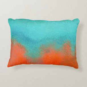 Abstract Art Sky Fire Lava Coral Turquoise Orange Dekokissen