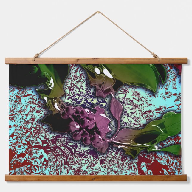 Abstract Background_Holly Branch Wandteppich Mit Holzrahmen (Vorne)