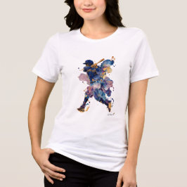 Abstract Baseball Player | Fluid Ink Watercolor Tri-Blend Shirt