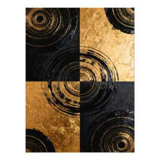 Abstract Black and Gold Circles Fotodruck
