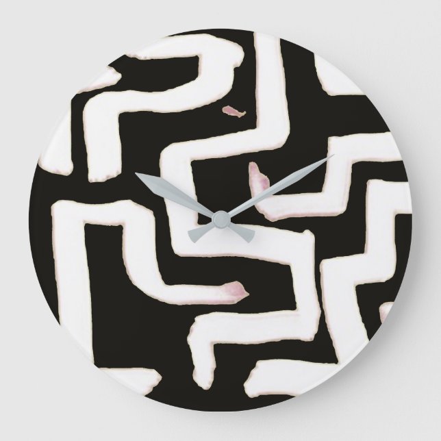 Abstract Black and White Clock Große Wanduhr (Vorderseite)