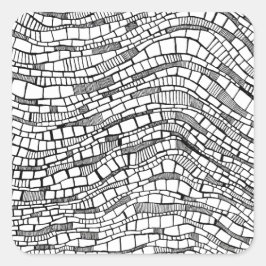 Abstract Black and White Shapes Design  Quadratischer Aufkleber