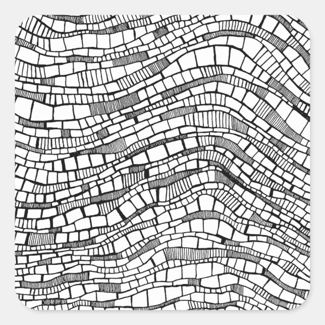 Abstract Black and White Shapes Design  Quadratischer Aufkleber (Vorderseite)