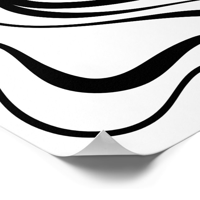 Abstract Black and White Wavy Lines Poster (Ecke)