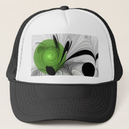 Abstract Black and White with Green Fractal Art Truckerkappe
