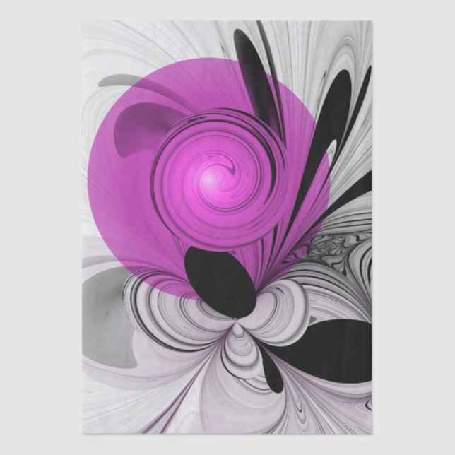 Abstract Black Gray With Magenta Fractal Art Seidenpapier (Vorderseite)