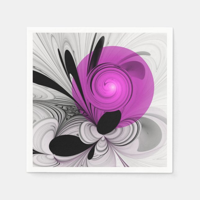 Abstract Black Gray With Magenta Fractal Art Serviette (Vorderseite)