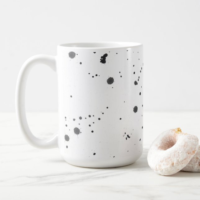 Abstract Black Paint Splash & Splatter Pattern Kaffeetasse (Mit Donut)