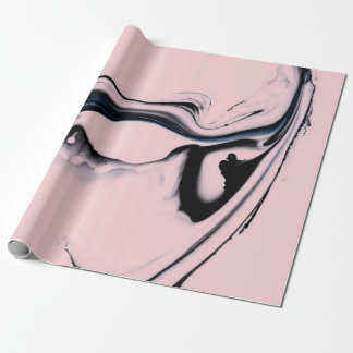 ABSTRACT BLACK PINK PAINT ON PASTEL BACKGROUND GESCHENKPAPIER