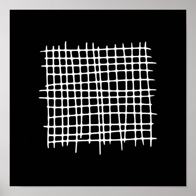 Abstract Black White Geometric Modern Grid Poster (Vorne)