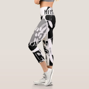 Abstract Black White Gray Capri Leggings
