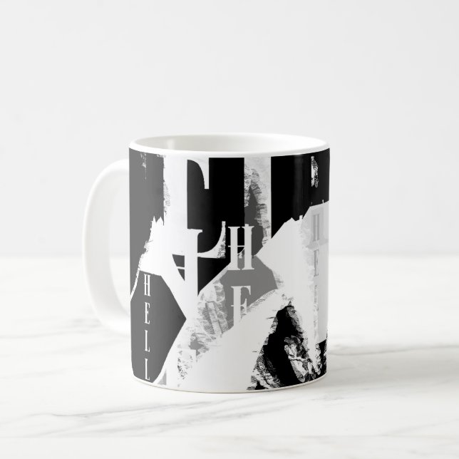 Abstract Black White Gray Kaffeetasse (Vorderseite Links)