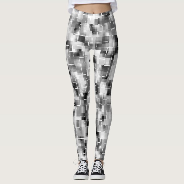 Abstract Black White Gray Leggings (Vorderseite)