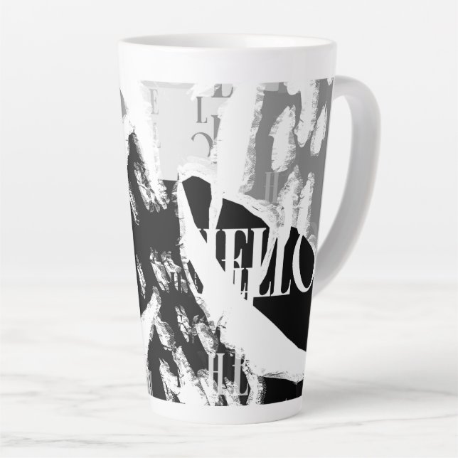 Abstract Black White Gray Milchtasse (Rechte Ecke)