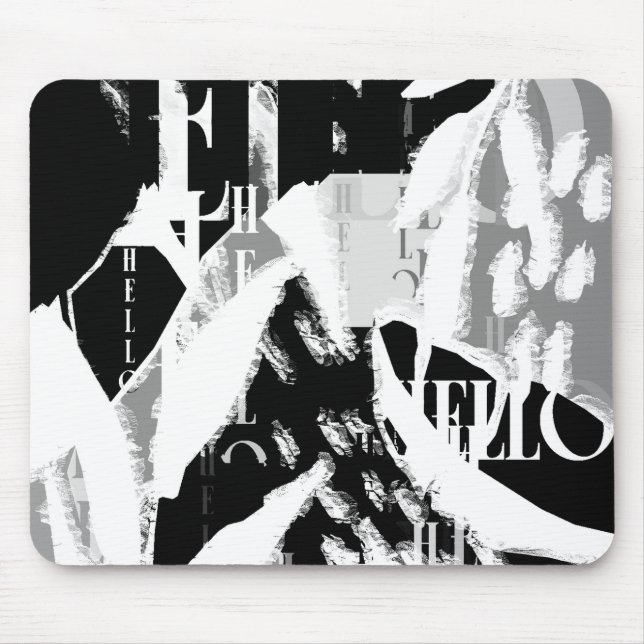 Abstract Black White Gray Mousepad (Vorne)